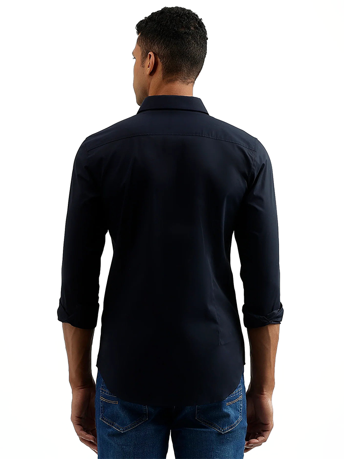 Slim Fit Spread Collar Solid Shirt