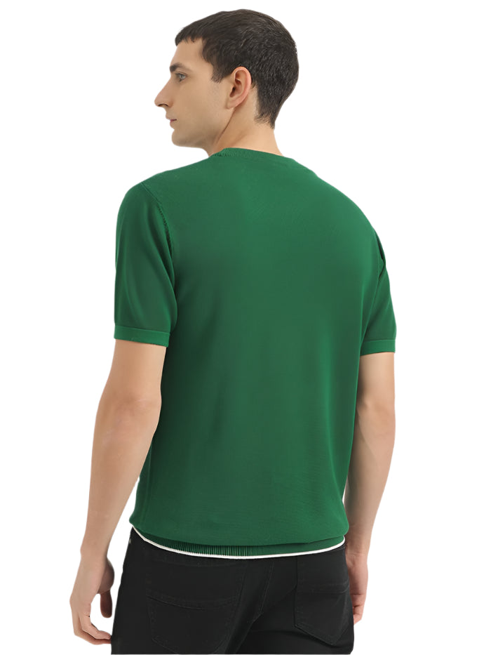 MEN'S REGULAR FIT ROUND NECK TEXTURED T-SHIRT