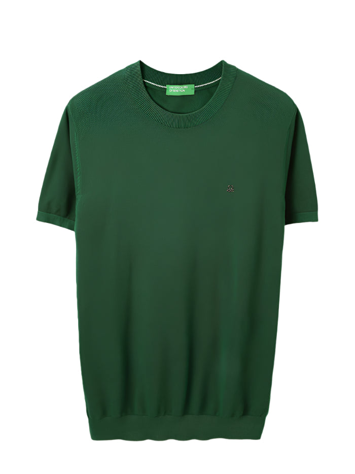 MEN&#39;S REGULAR FIT ROUND NECK TEXTURED T-SHIRT