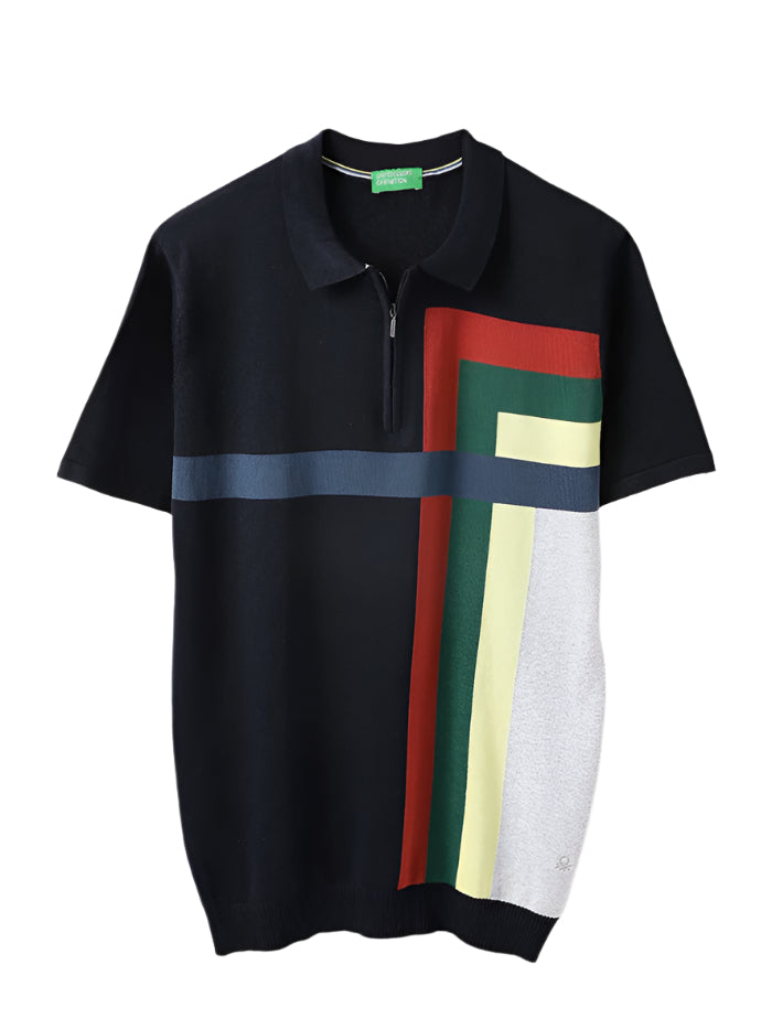 MEN&#39;S REGULAR FIT POLO NECK COLORBLOCK T-Shirt