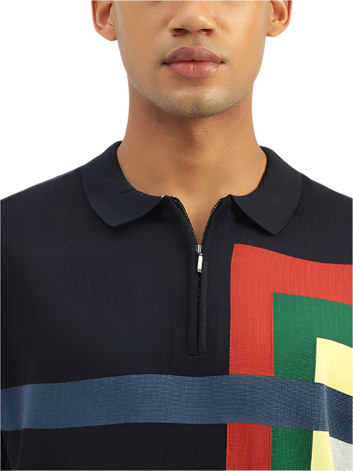 MEN&#39;S REGULAR FIT POLO NECK COLORBLOCK T-Shirt