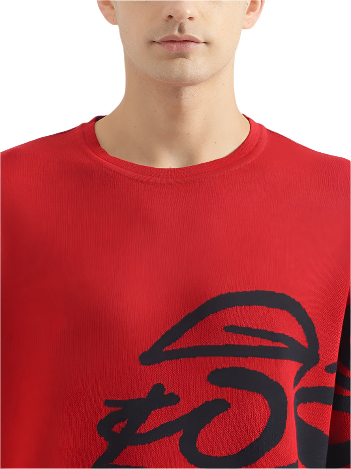 MEN&#39;S BOXY FIT ROUND NECK PRINTED T-SHIRT