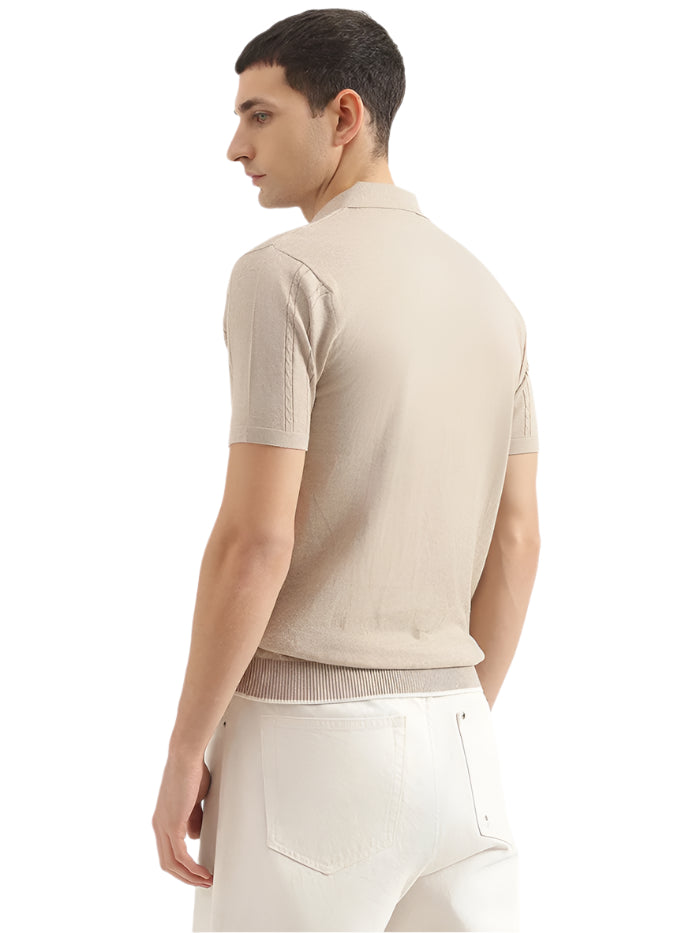 MEN'S REGULAR FIT POLO NECK SOLID T-SHIRT