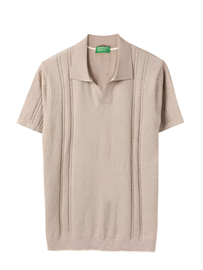 MEN&#39;S REGULAR FIT POLO NECK SOLID T-SHIRT