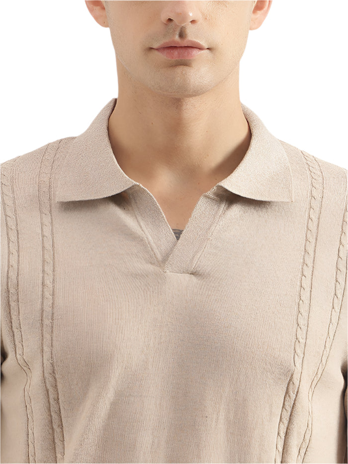 MEN&#39;S REGULAR FIT POLO NECK SOLID T-SHIRT