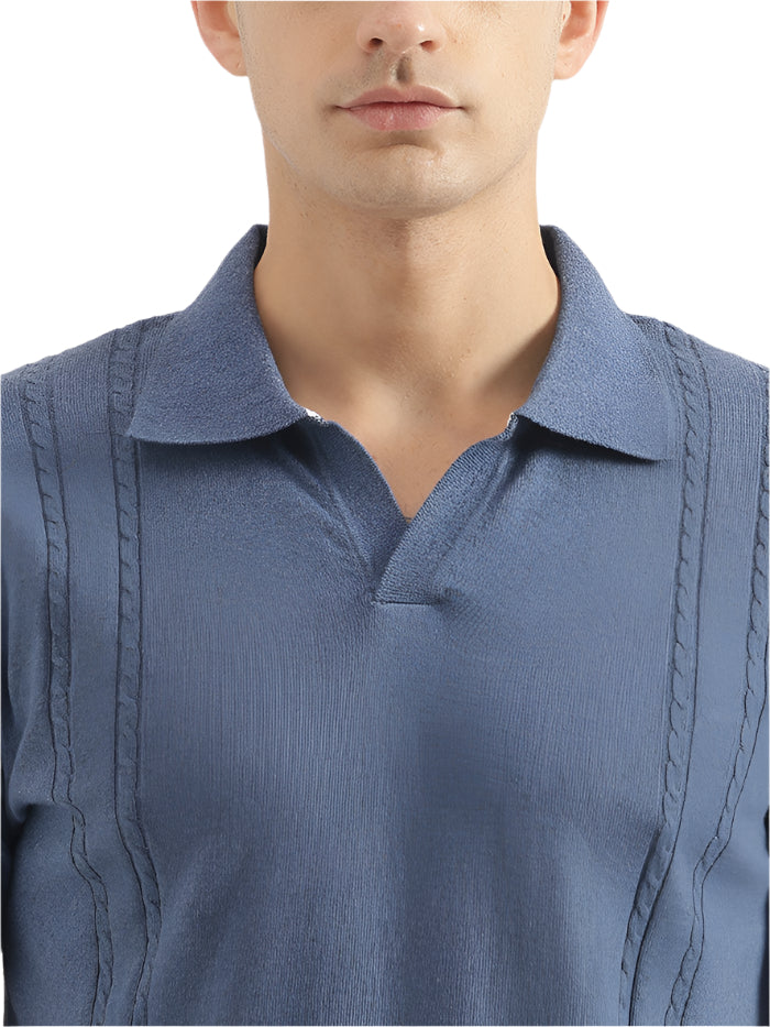 MEN&#39;S REGULAR FIT POLO NECK SOLID T-SHIRT