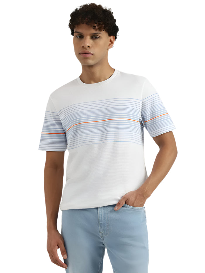 MEN'S RELAXED ROUND NECK STRIPED T-SHIRT