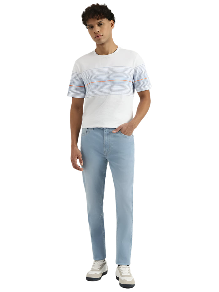 MEN&#39;S RELAXED ROUND NECK STRIPED T-SHIRT