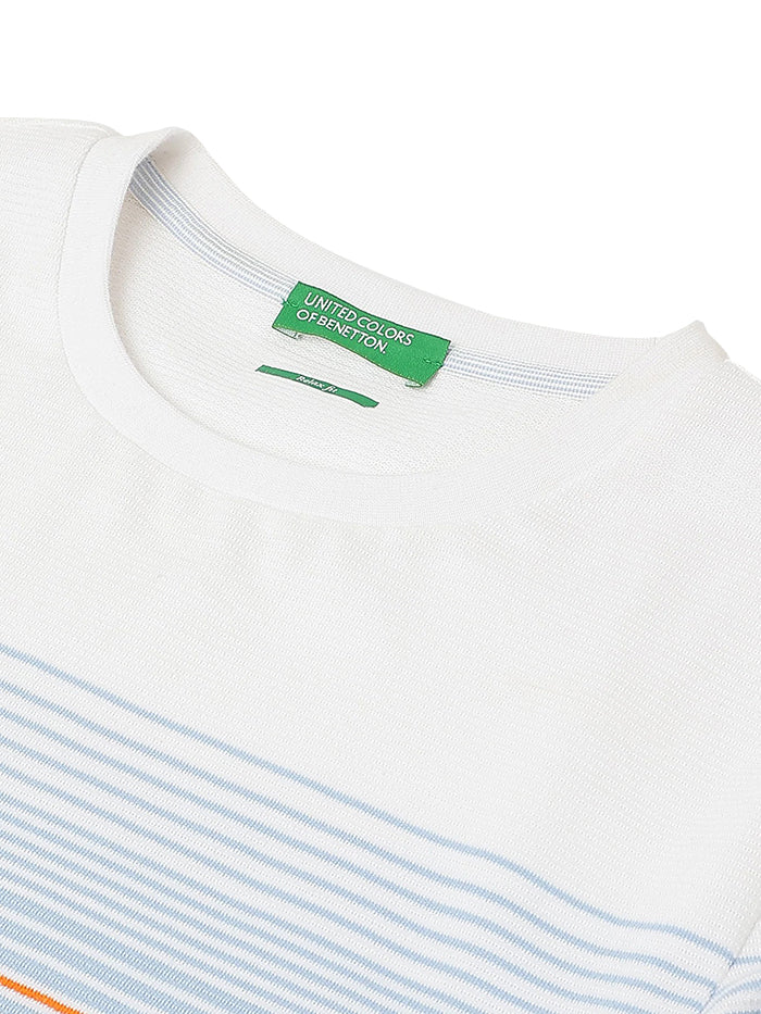 MEN&#39;S RELAXED ROUND NECK STRIPED T-SHIRT