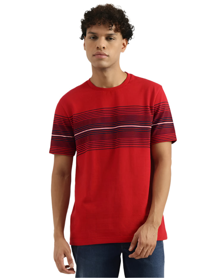 MEN'S RELAXED ROUND NECK STRIPED T-SHIRT