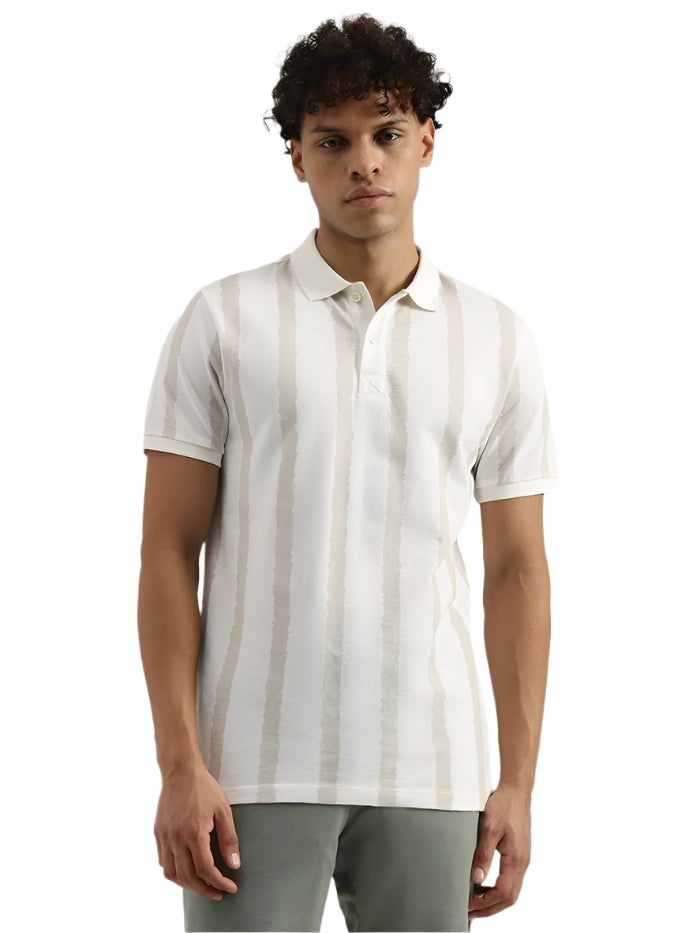 MEN'S REGULAR POLO NECK STRIPED T-SHIRT