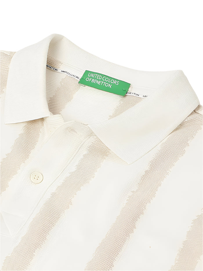 MEN&#39;S REGULAR POLO NECK STRIPED T-SHIRT
