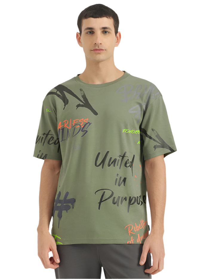 MEN'S BOXY FIT ROUND NECK PRINTED T-SHIRT