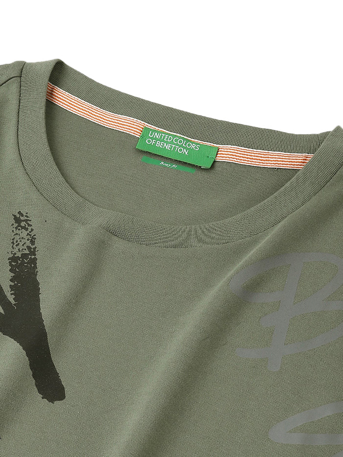 MEN&#39;S BOXY FIT ROUND NECK PRINTED T-SHIRT