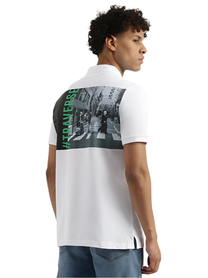 MEN'S RELAXED POLO NECK GRAPHIC PRINT T-SHIRT