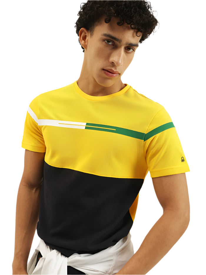 MEN'S REGULAR FIT ROUND NECK COLORBLOCK T-SHIRT