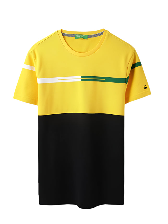 MEN&#39;S REGULAR FIT ROUND NECK COLORBLOCK T-SHIRT