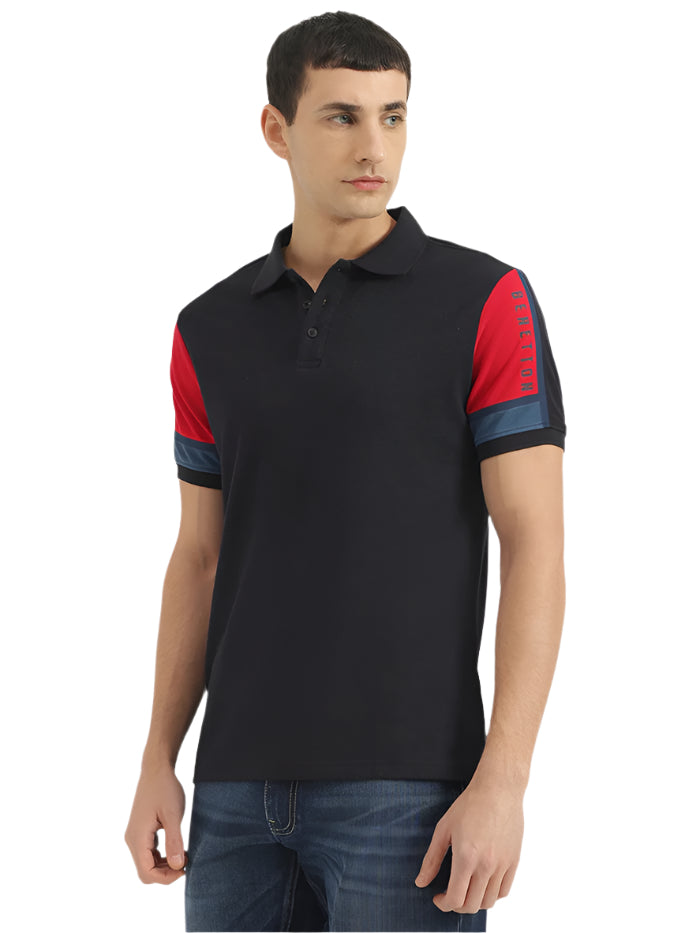 MEN'S RELAXED FIT POLO NECK SOLID T-SHIRT