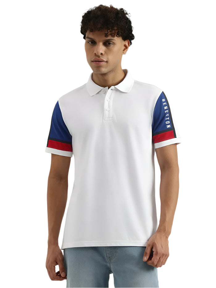 MEN'S RELAXED POLO NECK SOLID T-SHIRT