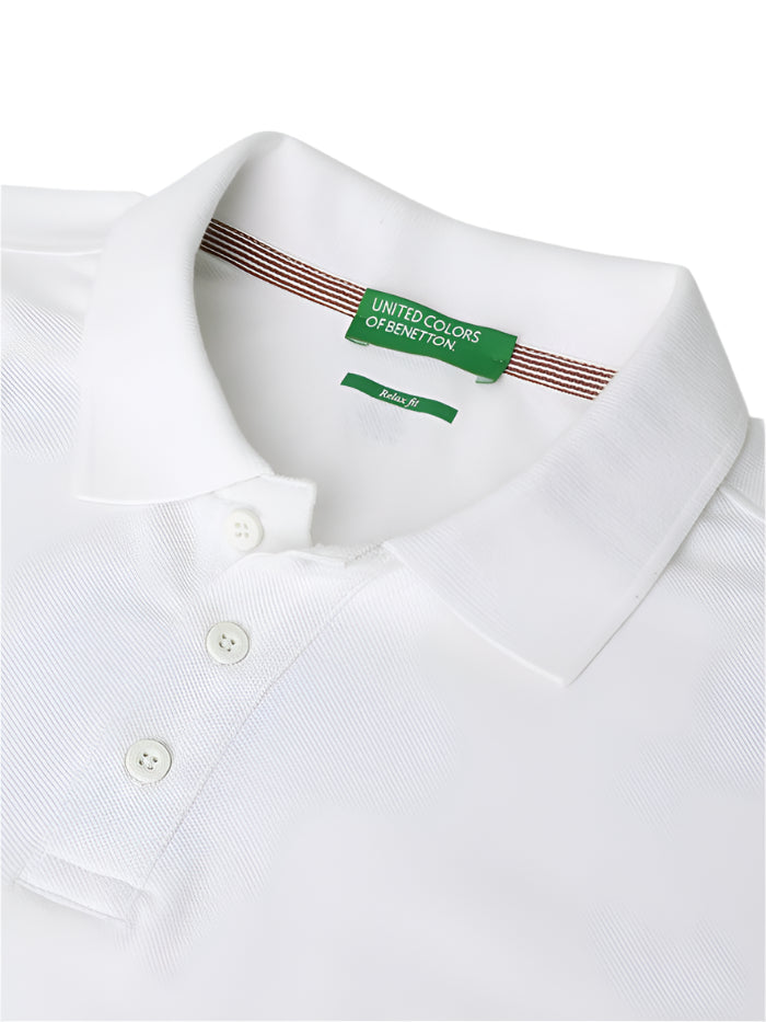 MEN&#39;S RELAXED POLO NECK SOLID T-SHIRT