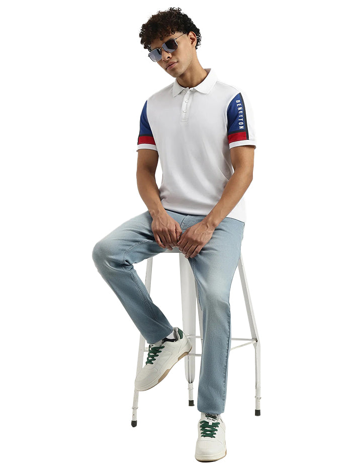 MEN&#39;S RELAXED POLO NECK SOLID T-SHIRT