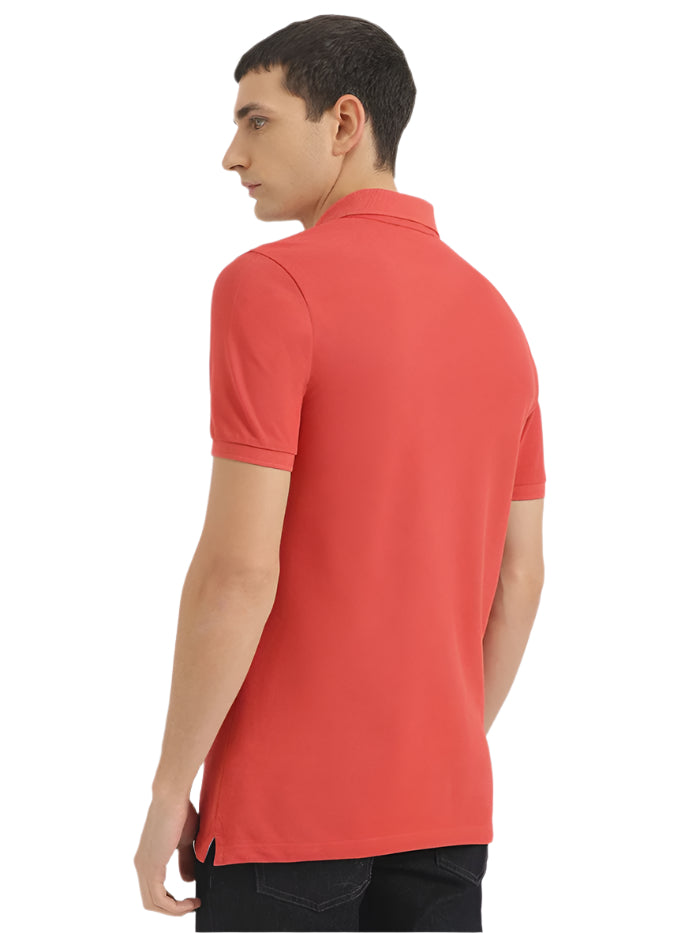 MEN'S REGULAR FIT POLO NECK SOLID T-SHIRT