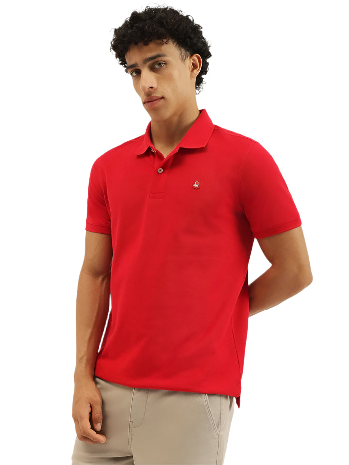 MEN'S RELAXED FIT POLO NECK SOLID T-SHIRT