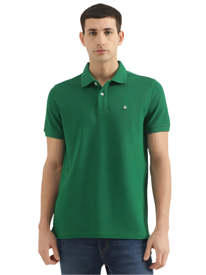 MEN'S RELAXED FIT POLO NECK SOLID T-SHIRT