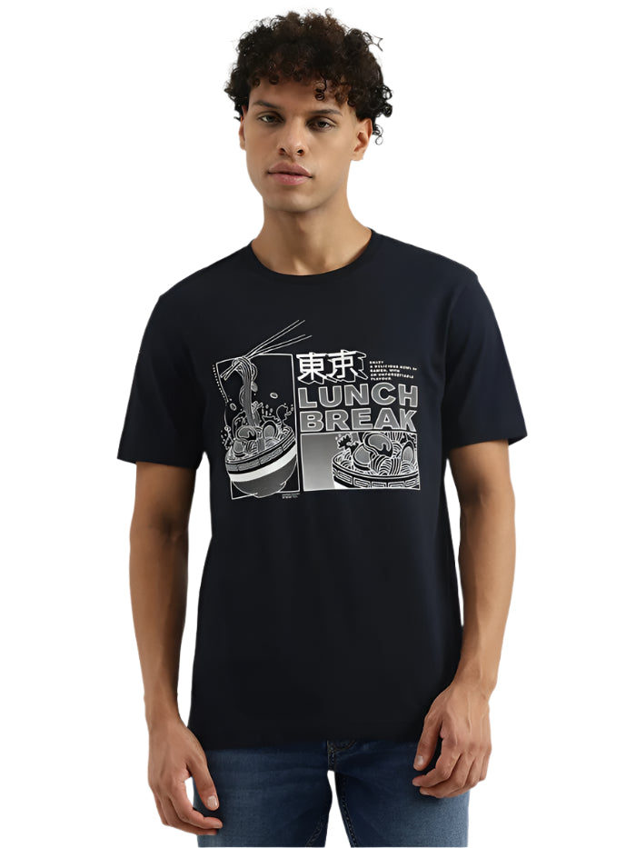 MEN'S REGULAR FIT ROUND NECK PRINTED T-SHIRT