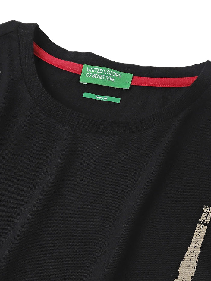 MEN&#39;S BOXY FIT ROUND NECK PRINTED T-SHIRT