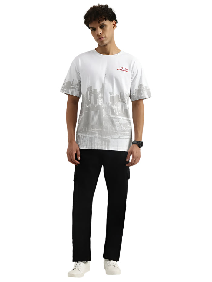 MEN&#39;S BOXY ROUND NECK PRINTED T-SHIRT