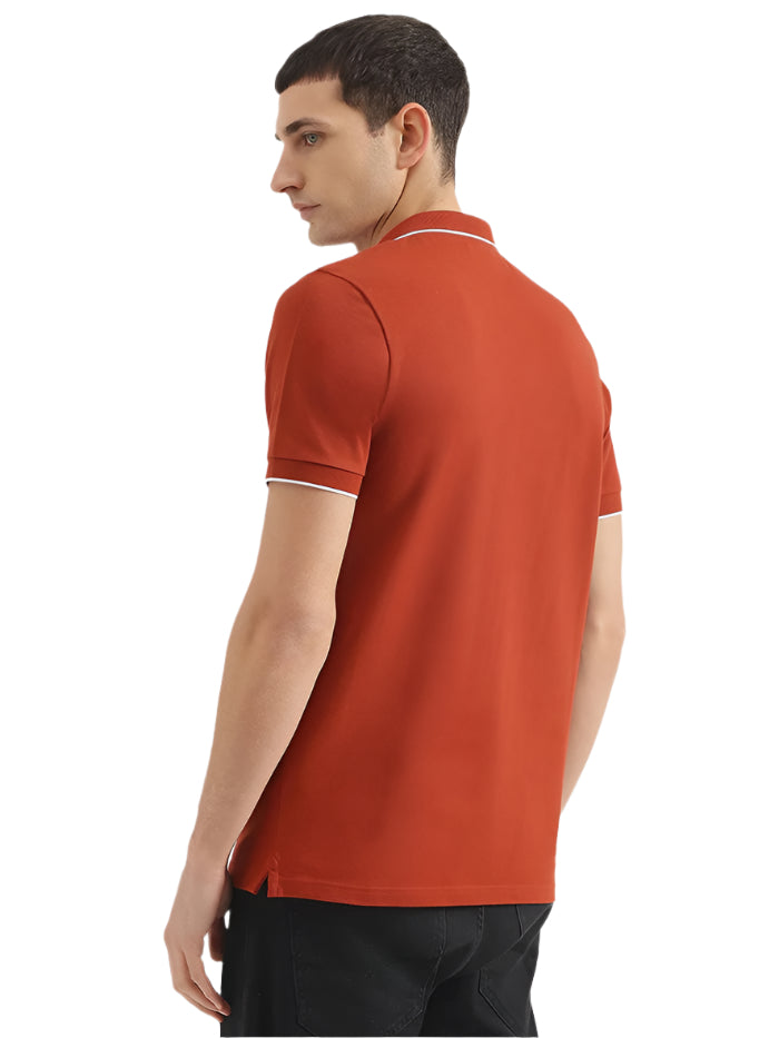 MEN'S REGULAR FIT POLO NECK SOLID T-SHIRT