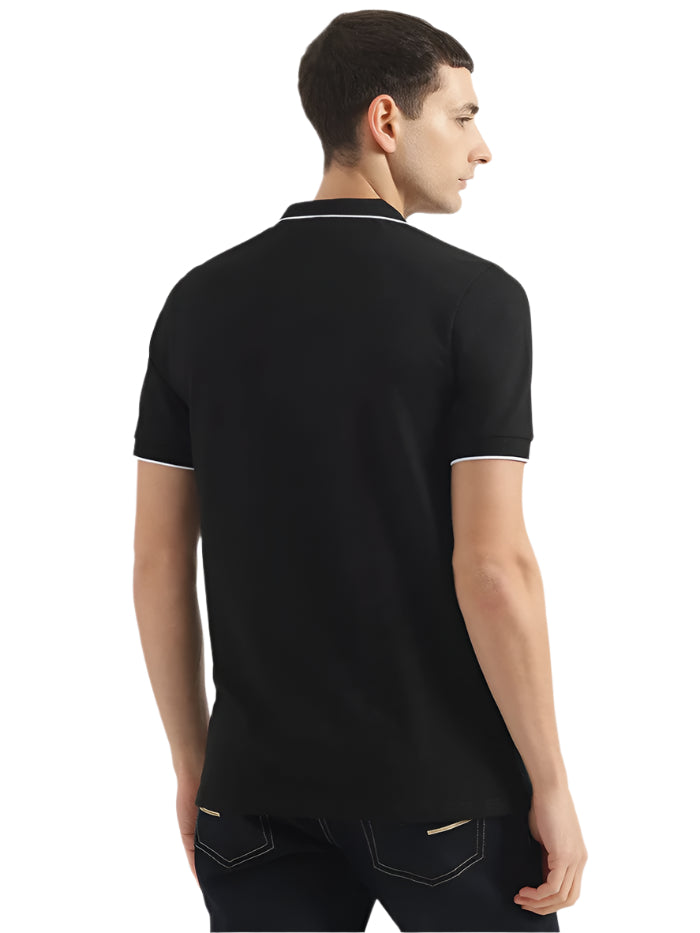 MEN'S REGULAR FIT POLO NECK SOLID T-SHIRT