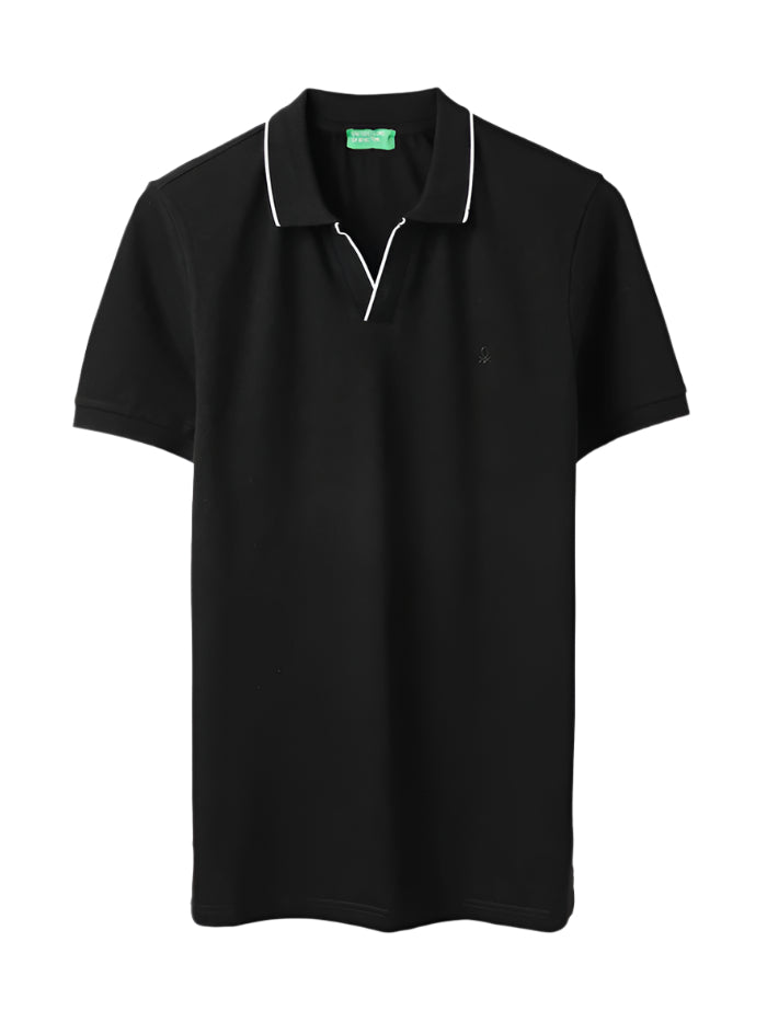 MEN&#39;S REGULAR FIT POLO NECK SOLID T-SHIRT