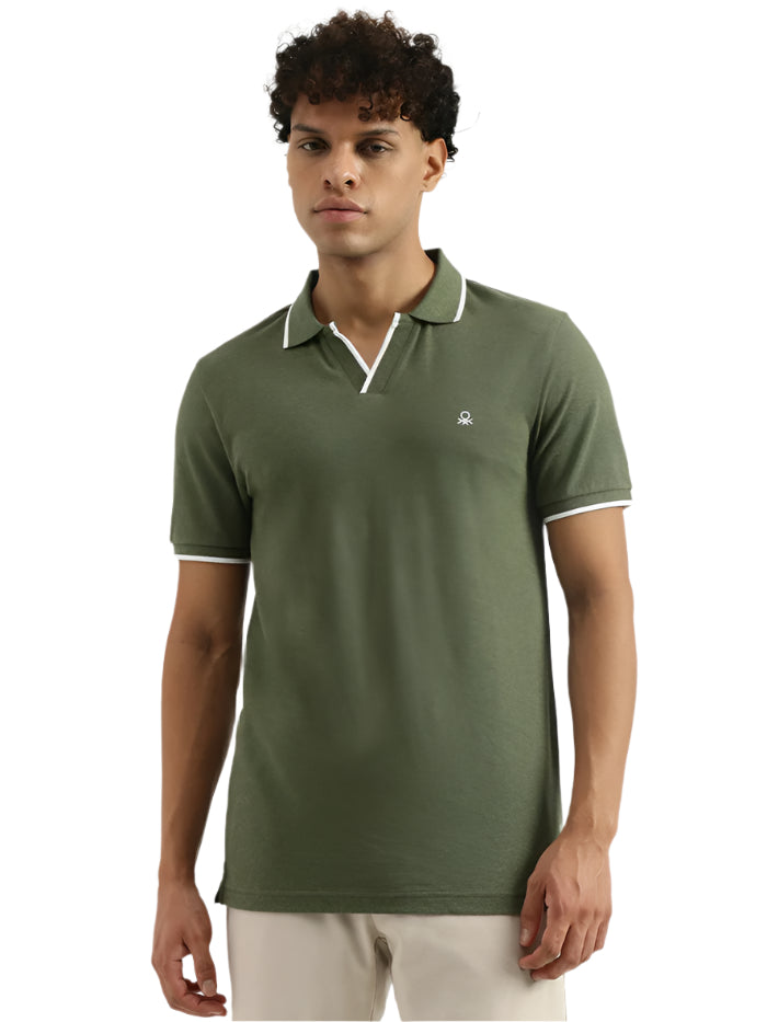 MEN'S REGULAR JOHNY COLLAR SOLID T-SHIRT