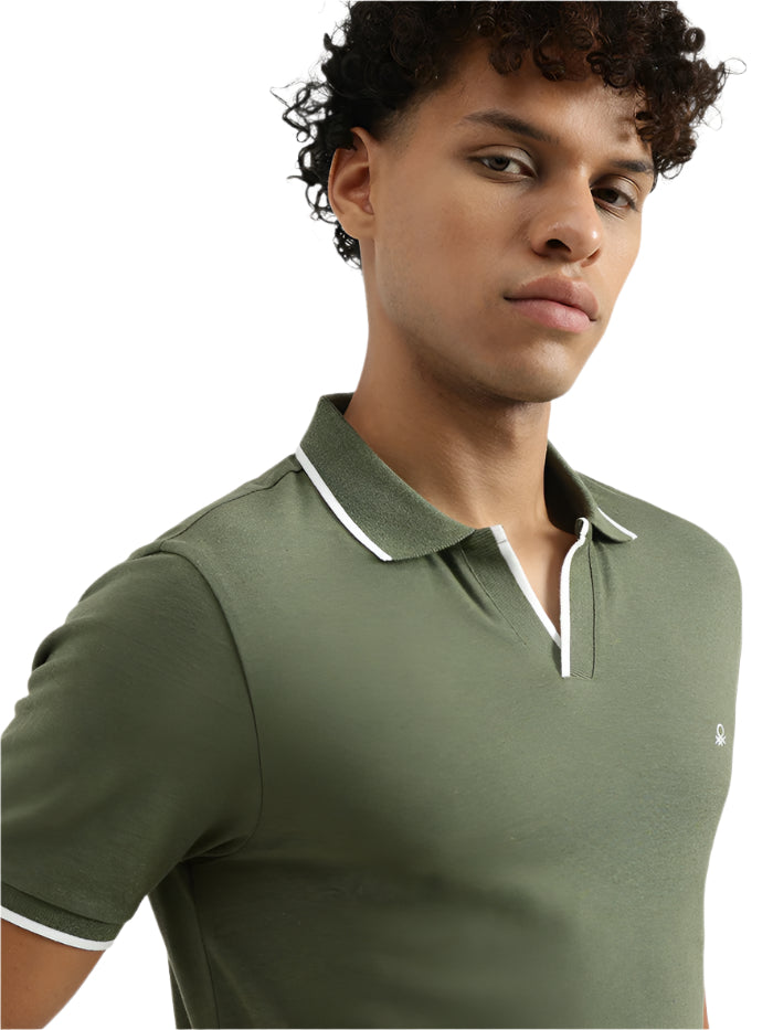 MEN&#39;S REGULAR JOHNY COLLAR SOLID T-SHIRT