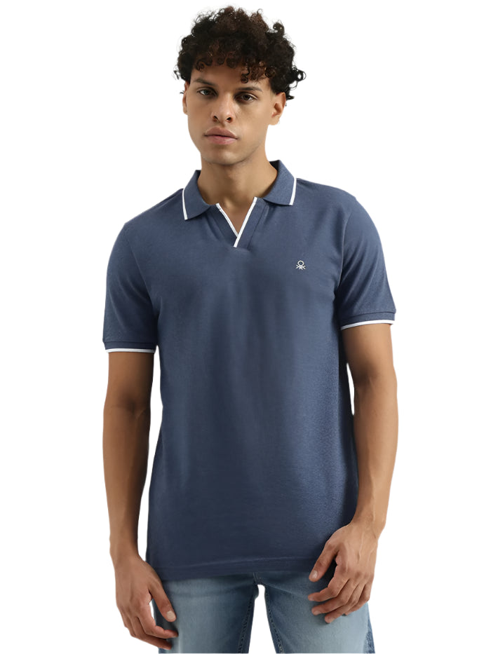 MEN'S REGULAR JOHNY COLLAR SOLID T-SHIRT