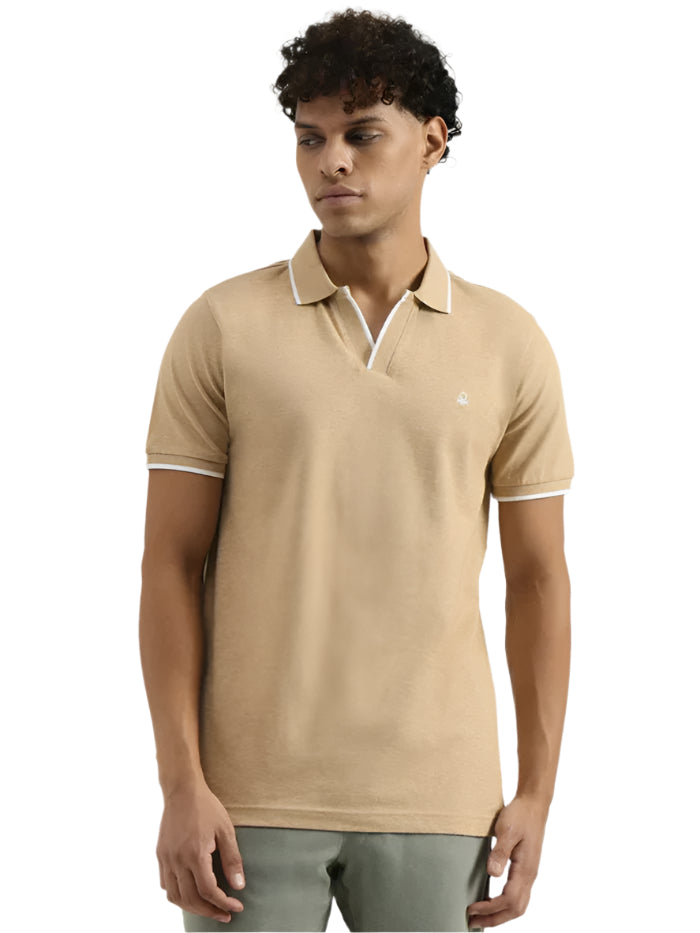 MEN'S REGULAR JOHNY COLLAR SOLID T-SHIRT