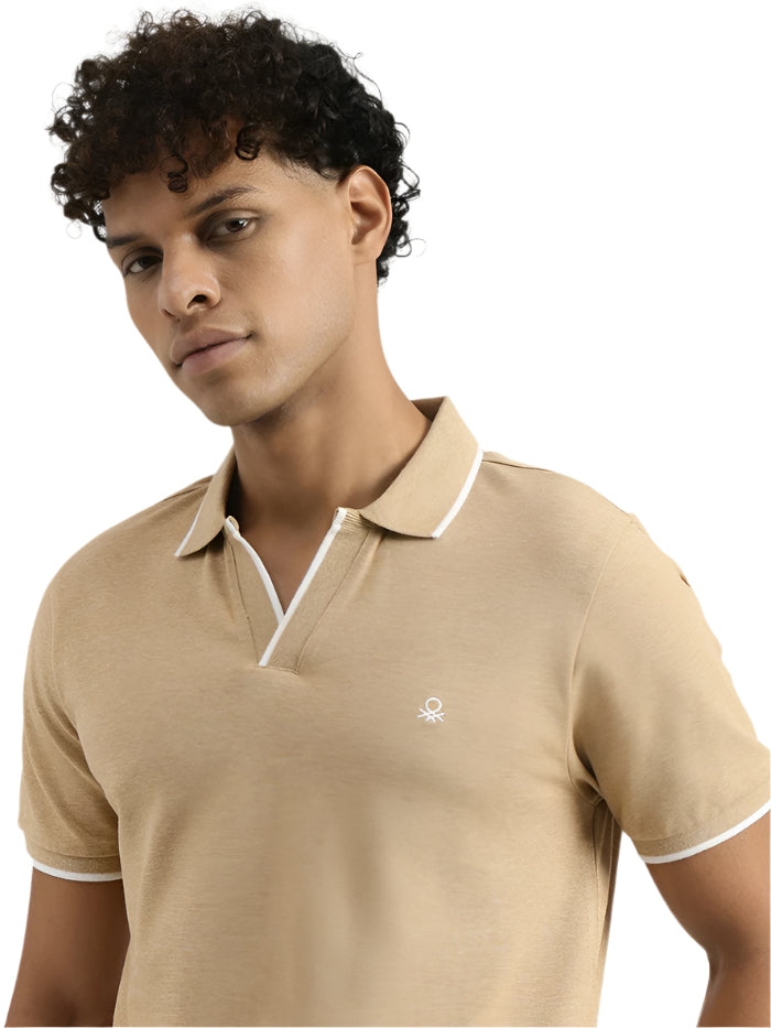 MEN&#39;S REGULAR JOHNY COLLAR SOLID T-SHIRT