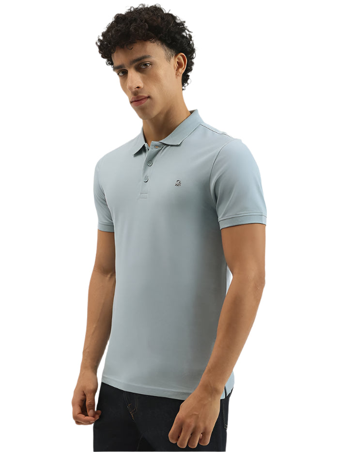 MEN'S REGULAR FIT POLO NECK SOLID T-SHIRT