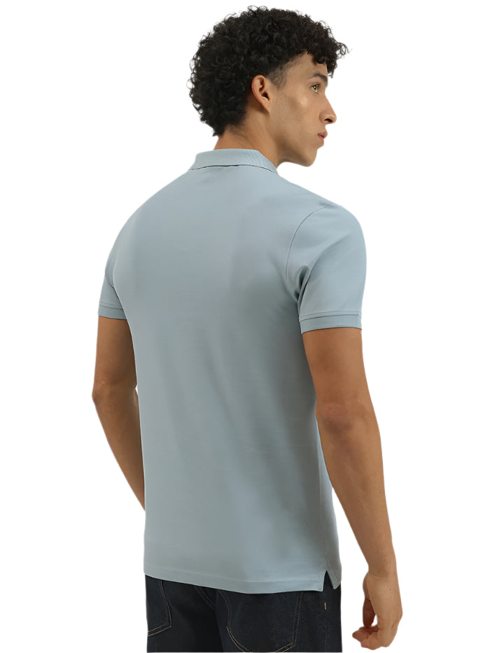 MEN'S REGULAR FIT POLO NECK SOLID T-SHIRT