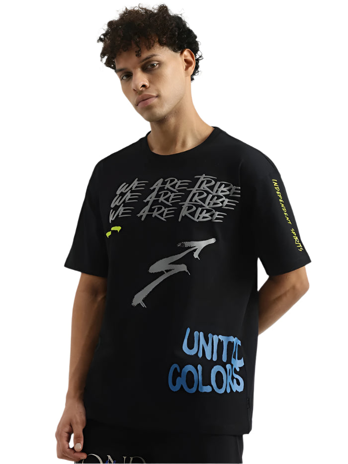 MEN'S BOXY ROUND NECK TYPOGRAPHY T-SHIRT