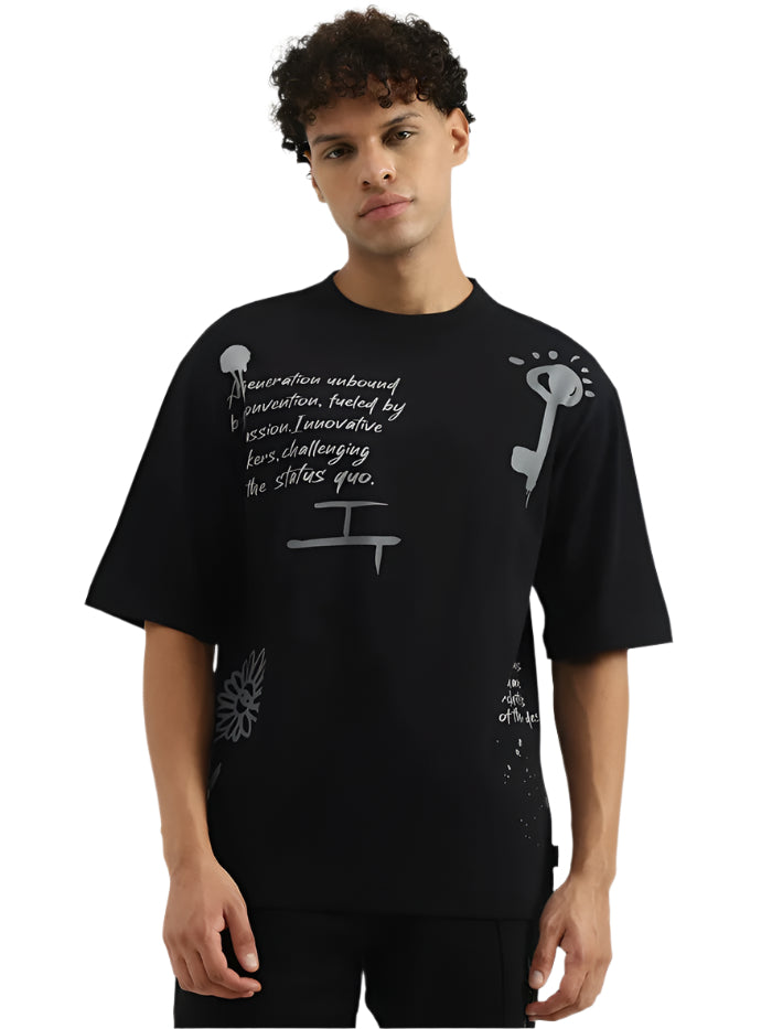 MEN'S OVERSIZED ROUND NECK TYPOGRAPHY T-SHIRT
