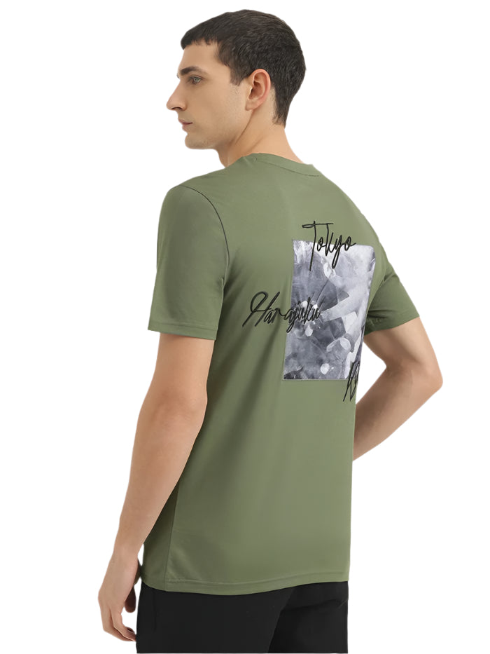 MEN'S RELAXED FIT ROUND NECK PRINTED T-SHIRT