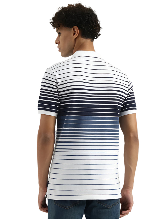 MEN'S REGULAR POLO NECK STRIPED T-SHIRT