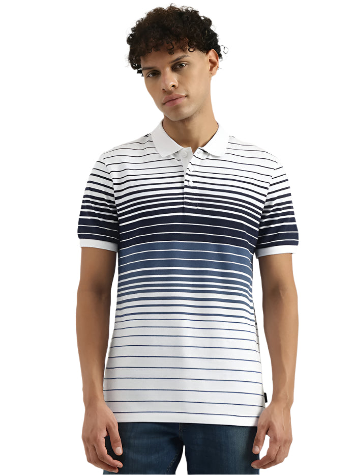 MEN'S REGULAR POLO NECK STRIPED T-SHIRT