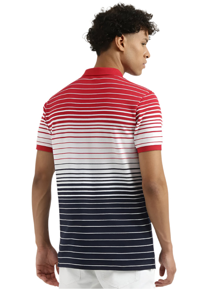 MEN'S REGULAR POLO NECK STRIPED T-SHIRT