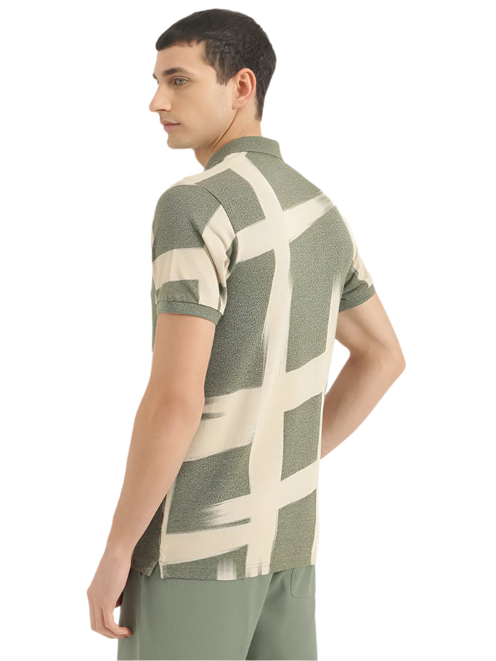 MEN'S REGULAR FIT POLO NECK PRINTED T-SHIRT