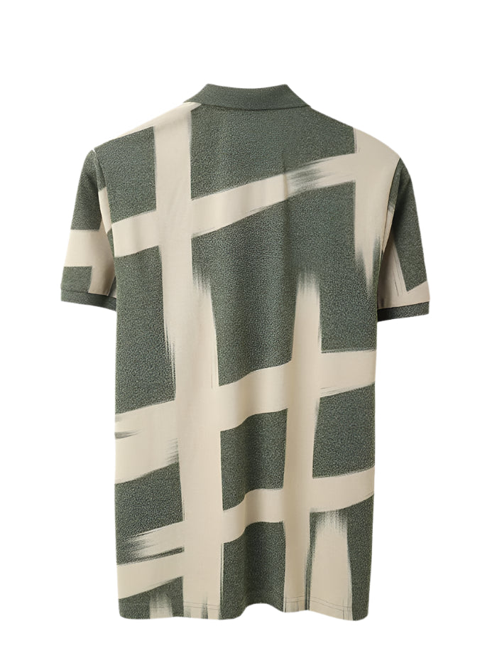 MEN&#39;S REGULAR FIT POLO NECK PRINTED T-SHIRT