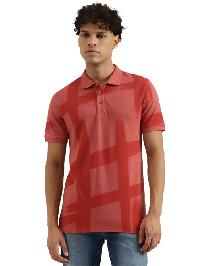 MEN'S REGULAR POLO NECK PRINTED T-SHIRT